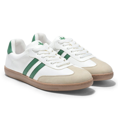 Men's White & Green Colorblock Casual Sneakers Shoes