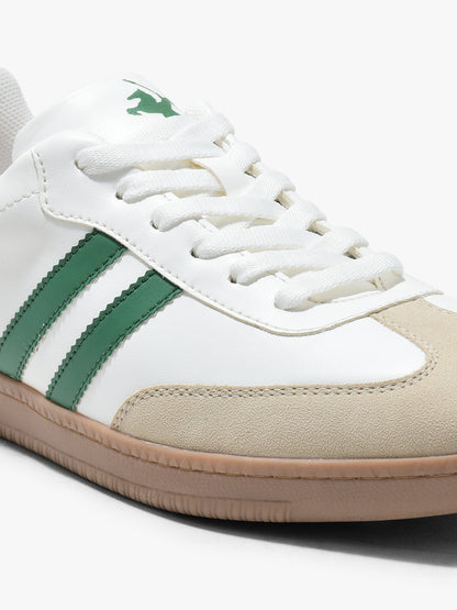 Men's White & Green Colorblock Casual Sneakers Shoes