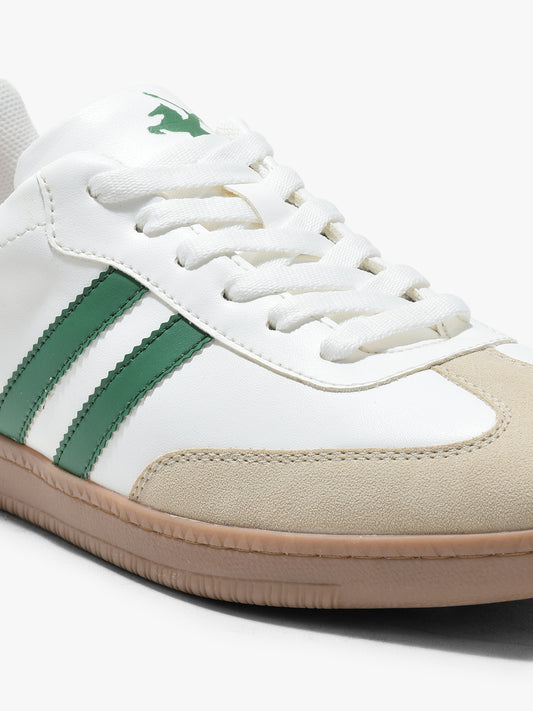 Men's White & Green Colorblock Casual Sneakers Shoes