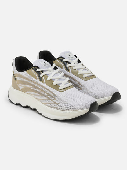 Men's White & Beige Colorblock Casual Sports Shoes