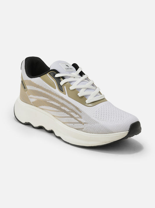 Men's White & Beige Colorblock Casual Sports Shoes