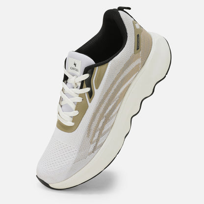 Men's White & Beige Colorblock Casual Sports Shoes