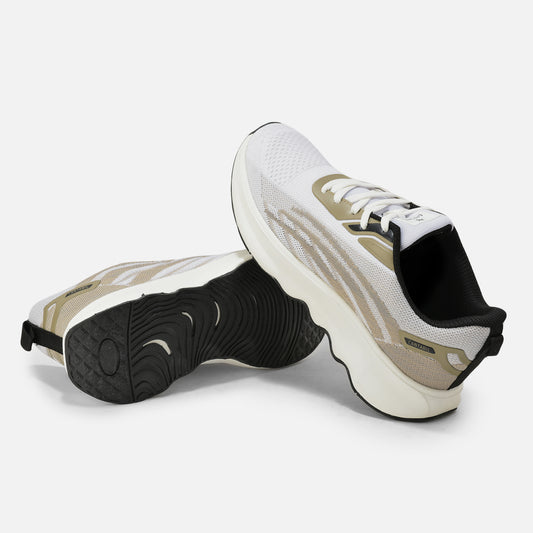 Men's White & Beige Colorblock Casual Sports Shoes