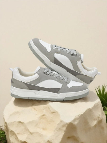 Men's White & Grey Colorblock Casual Sneakers Shoe