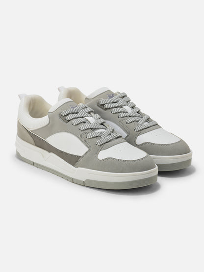 Men's White & Grey Colorblock Casual Sneakers Shoe