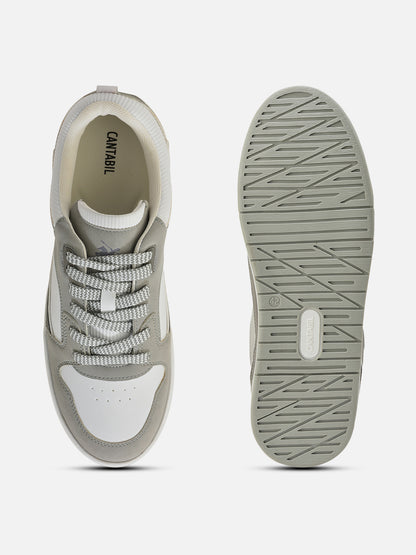 Men's White & Grey Colorblock Casual Sneakers Shoe