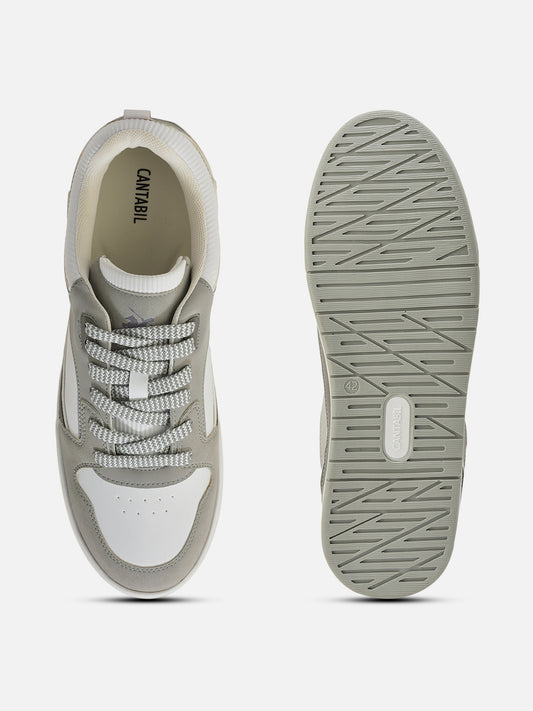 Men's White & Grey Colorblock Casual Sneakers Shoe