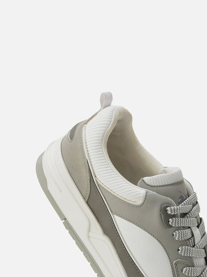 Men's White & Grey Colorblock Casual Sneakers Shoe