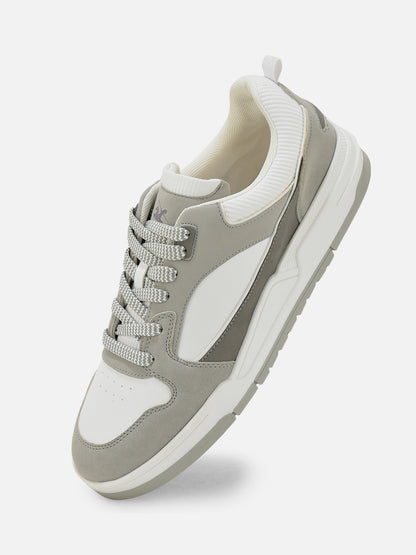 Men's White & Grey Colorblock Casual Sneakers Shoe