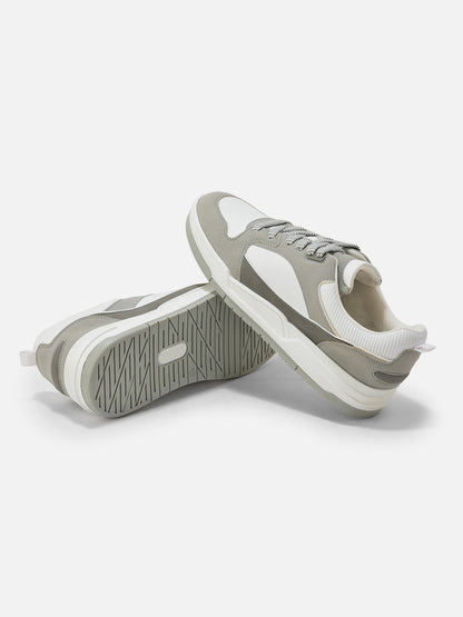 Men's White & Grey Colorblock Casual Sneakers Shoe