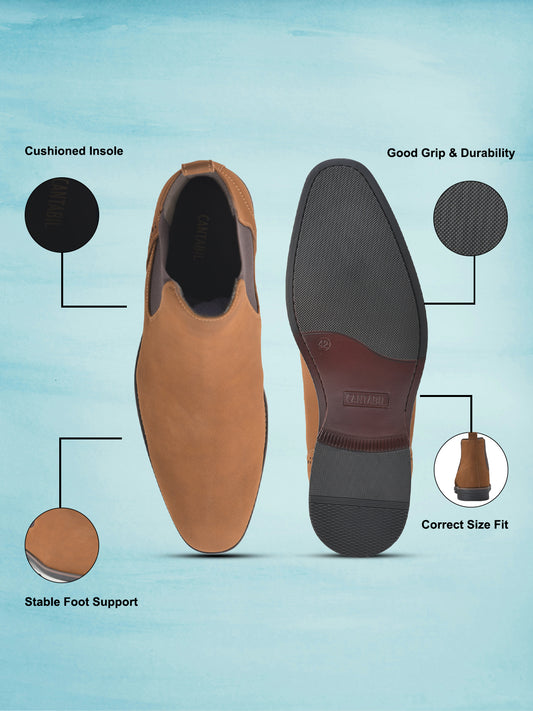 Casual Boot for Men | Lightweight & Comfortable with Cushioned Insole PU Upper TPR Sole Slip On Closure