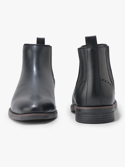 Men's Black Solid Casual Boots