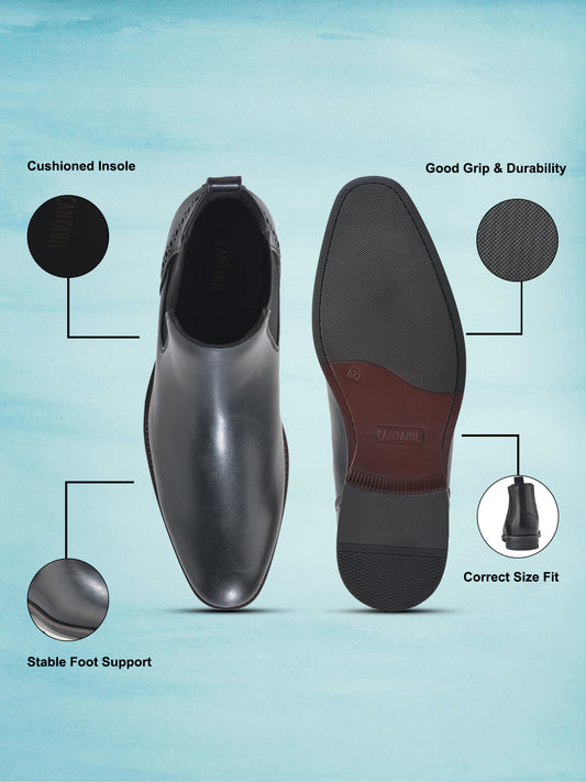 Men's Black Solid Casual Boots