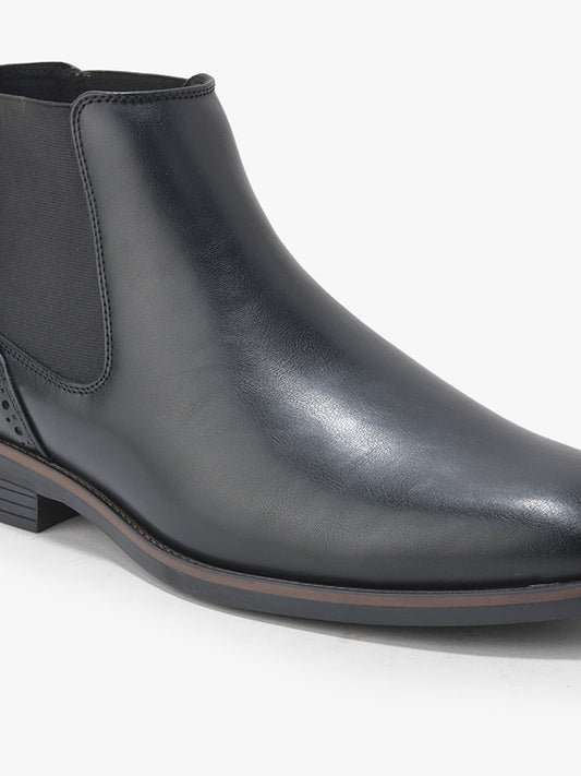 Men's Black Solid Casual Boots