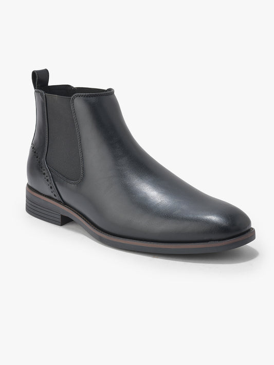 Men's Black Solid Casual Boots