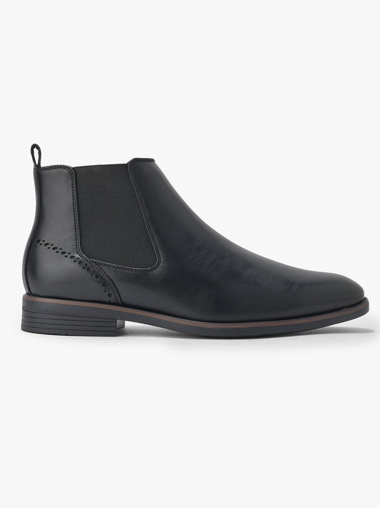 Men's Black Solid Casual Boots