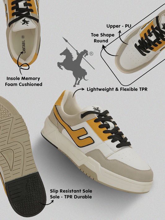 Sneaker Shoes for Men | Lightweight & Comfortable with Cushioned Insole PU (Polyurethane) Upper TPR Sole Lace-Up Closure