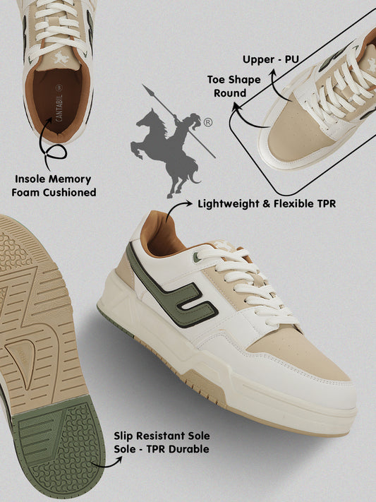 Sneaker Shoes for Men | Lightweight & Comfortable with Cushioned Insole PU (Polyurethane) Upper TPR Sole Lace-Up Closure