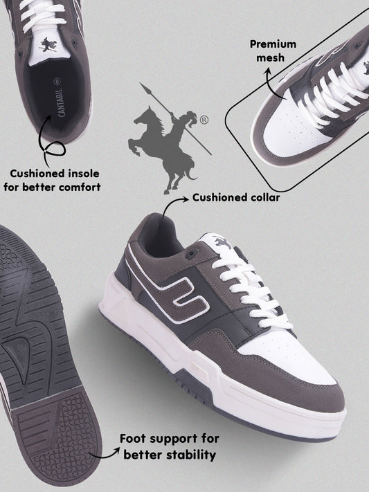 Sneakers for Men l Lightweight & Comfortable with Cushioned Insole PU Upper TPR Sole Lace-Up Closure