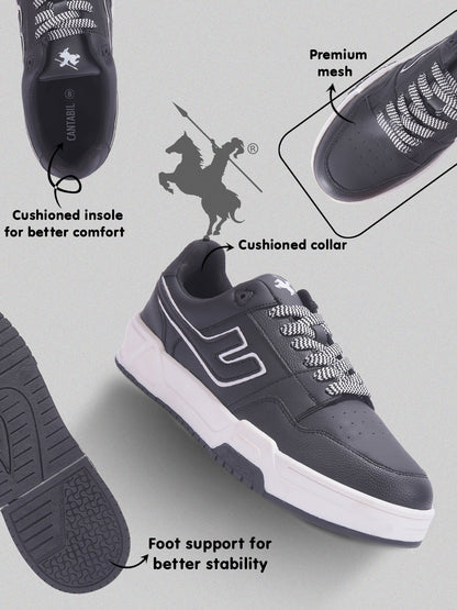 Sneakers for Men l Lightweight & Comfortable with Cushioned Insole PU Upper TPR Sole Lace-Up Closure