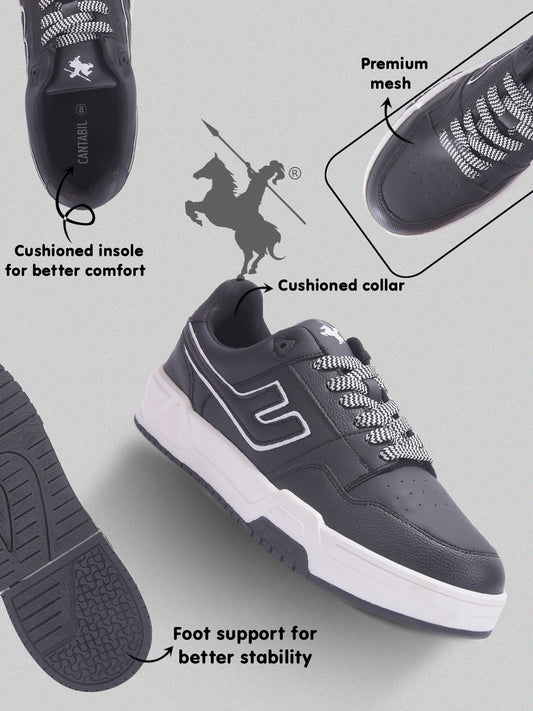 Sneakers for Men l Lightweight & Comfortable with Cushioned Insole PU Upper TPR Sole Lace-Up Closure