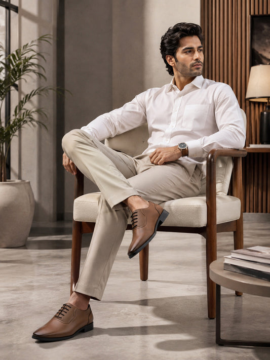 Men’s tan Solid Formal Shoes