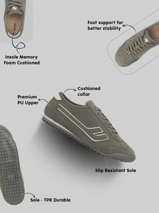 Men's Olive Colourblock Casual Sneakers
