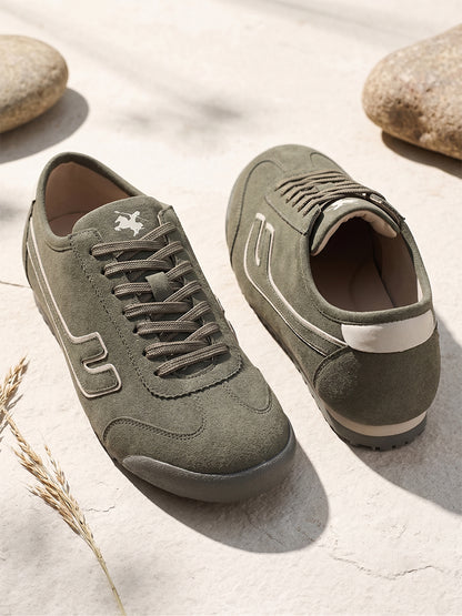 Men's Olive Colourblock Casual Sneakers