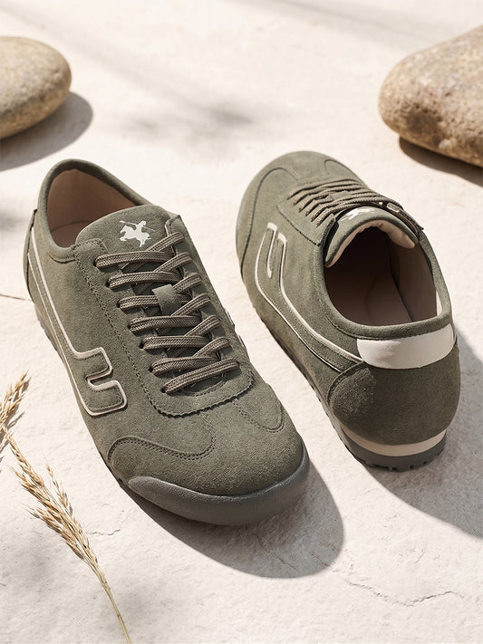 Men's Olive Colourblock Casual Sneakers