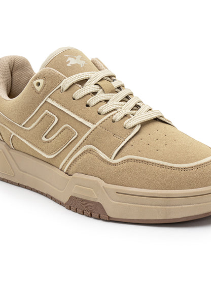Men's Beige Colourblock Casual Sneakers