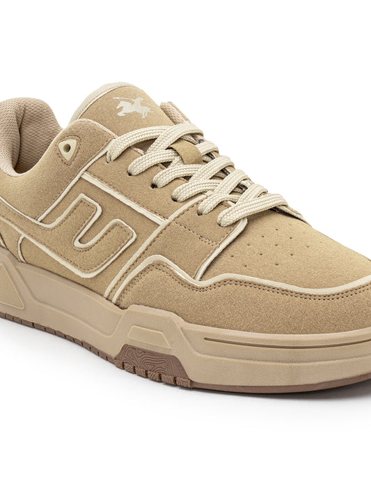 Men's Beige Colourblock Casual Sneakers