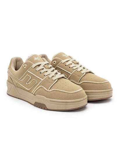 Men's Beige Colourblock Casual Sneakers