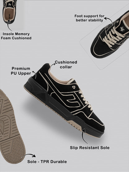 Men's Black Colourblock Casual Sneakers