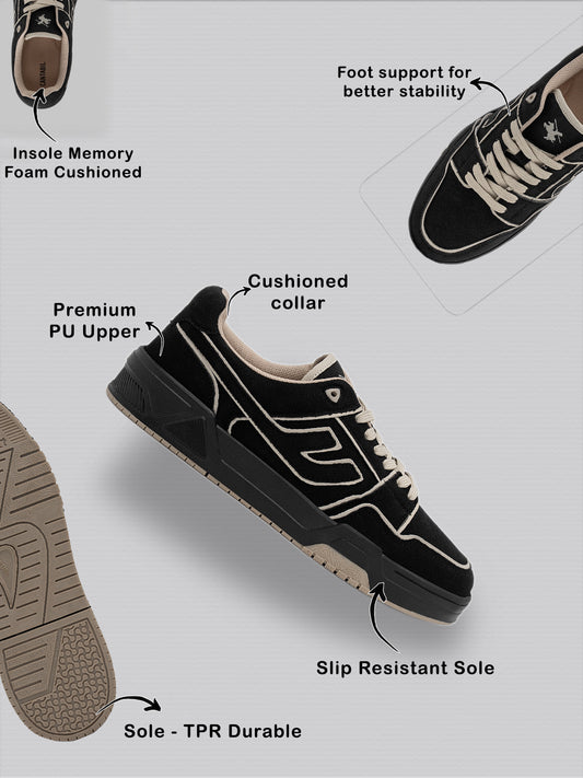 Men's Black Colourblock Casual Sneakers