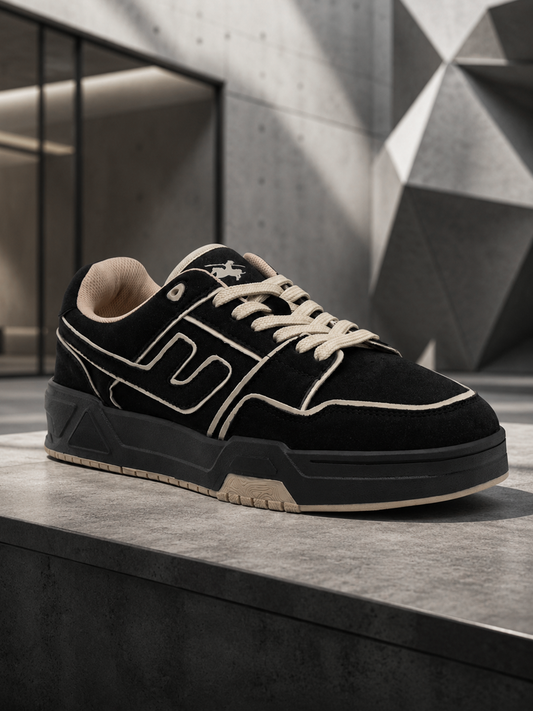Men's Black Colourblock Casual Sneakers