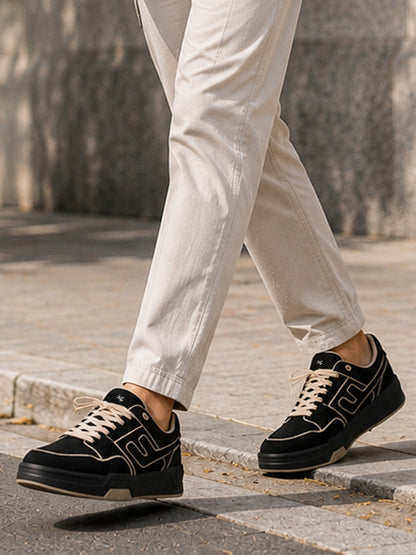 Men's Black Colourblock Casual Sneakers