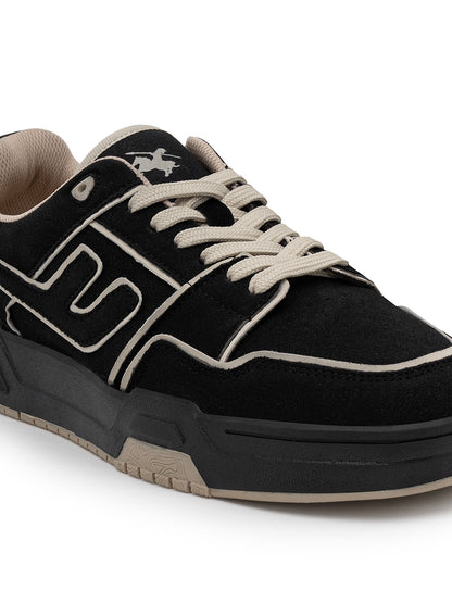 Men's Black Colourblock Casual Sneakers