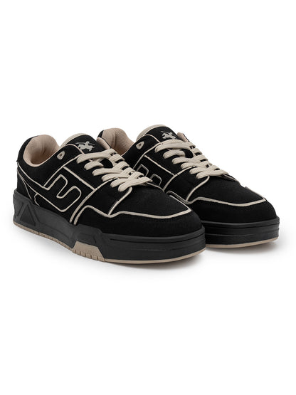 Men's Black Colourblock Casual Sneakers