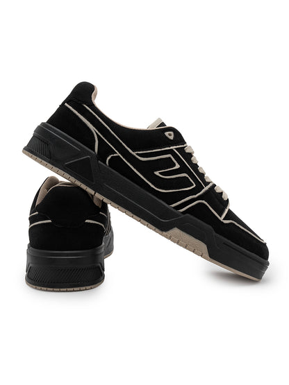 Men's Black Colourblock Casual Sneakers