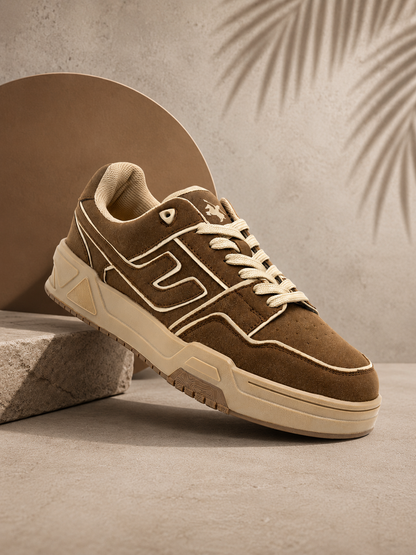Men's Brown Colourblock Casual Sneakers