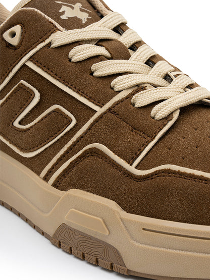 Men's Brown Colourblock Casual Sneakers
