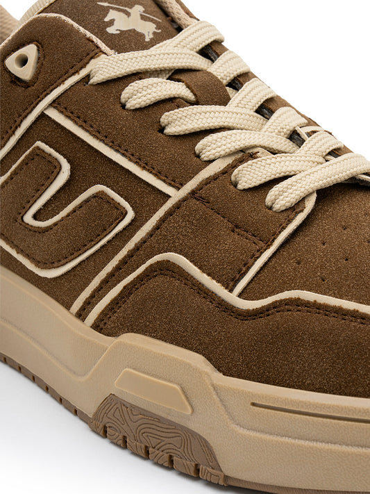 Men's Brown Colourblock Casual Sneakers