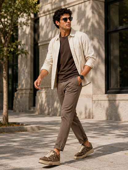 Men's Brown Colourblock Casual Sneakers
