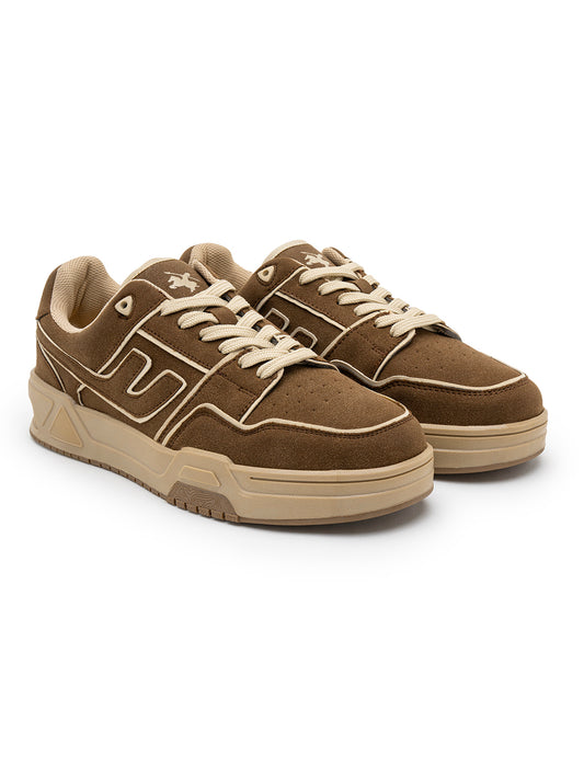 Men's Brown Colourblock Casual Sneakers