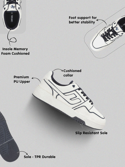 Men's White Colourblock Casual Sneakers
