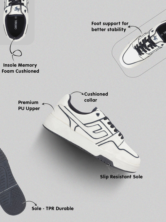 Men's White Colourblock Casual Sneakers