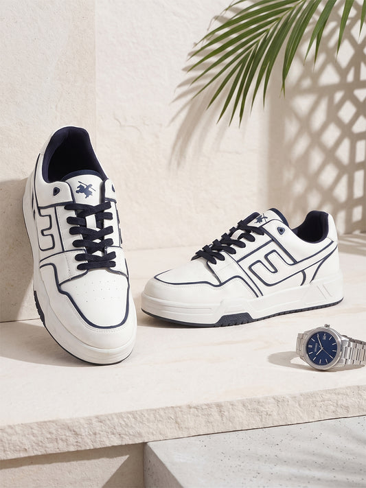 Men's White Colourblock Casual Sneakers