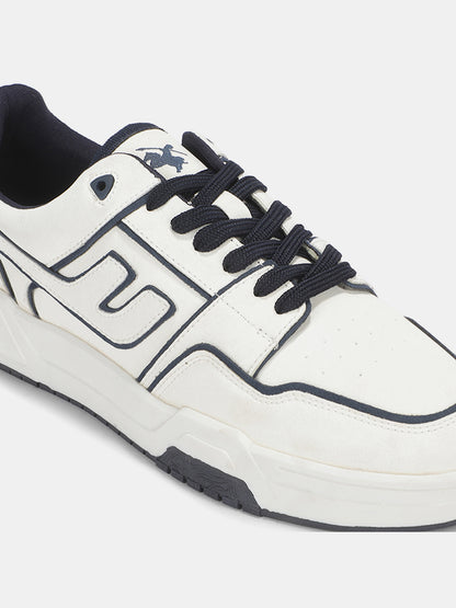Men's White Colourblock Casual Sneakers