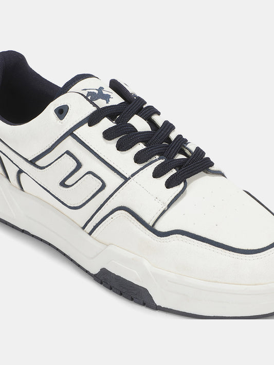 Men's White Colourblock Casual Sneakers