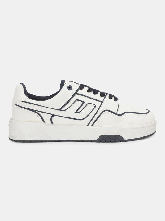 Men's White Colourblock Casual Sneakers